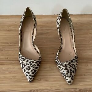 J. Crew Colette D'Orsay Safari Leopard Print Glitter Accent Pumps Size 9.